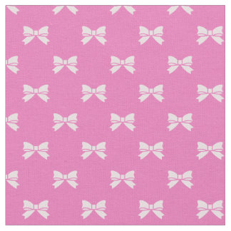 Tissu Nœuds rose clair Kawaii sur fond rose foncé