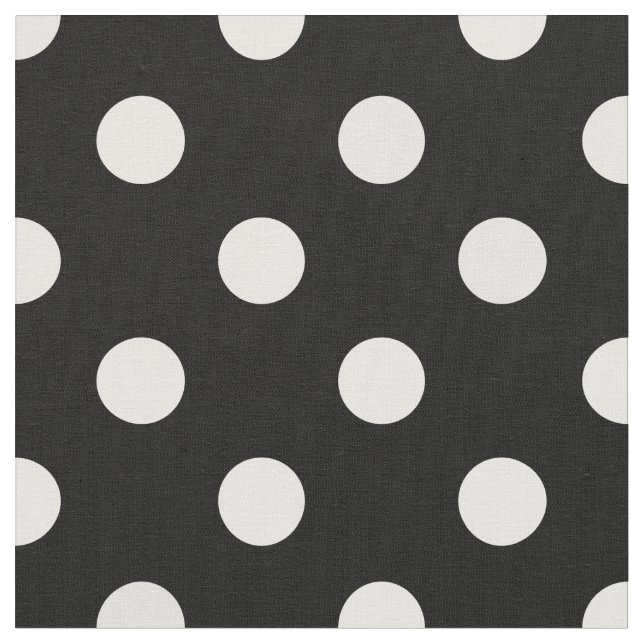 Tissu noir avec Motif de points Pois blancs (Fermer)