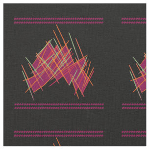 Tissu Noir avec vin coloré et motifs orange brûlé