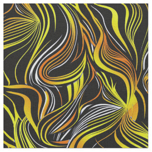 Tissu Noir, Blanc, Jaune et Sans Seamless Abstraction