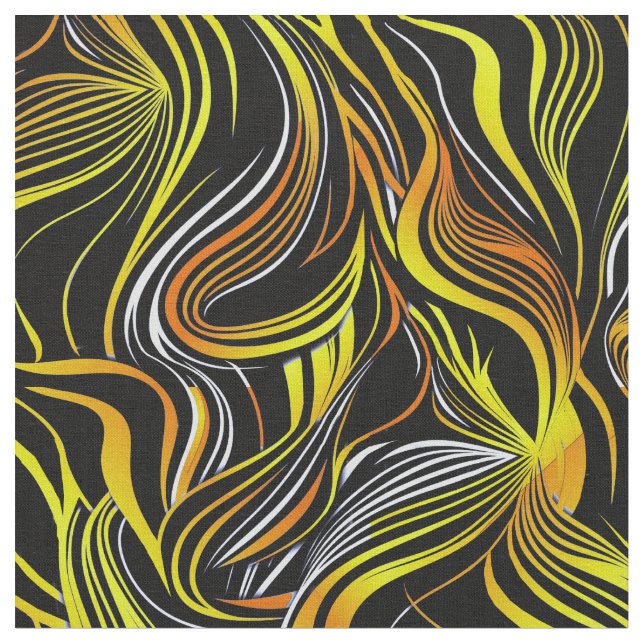 Tissu Noir, Blanc, Jaune et Sans Seamless Abstraction (Fermer)