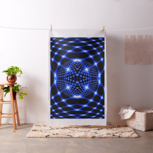 Tissu Noir bleu néon fractal