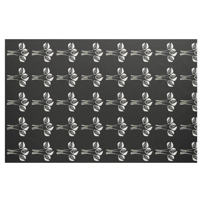 Tissu noir crème mignon de tulipe de style d'art (Fat Quarter)