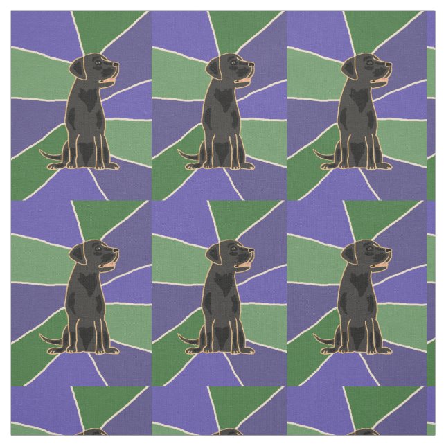 Tissu noir d'art de labrador retriever d'amusement (Échantillon)