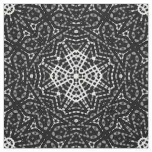 Tissu Noir et blanc, ajourés, géométrique, dentelle