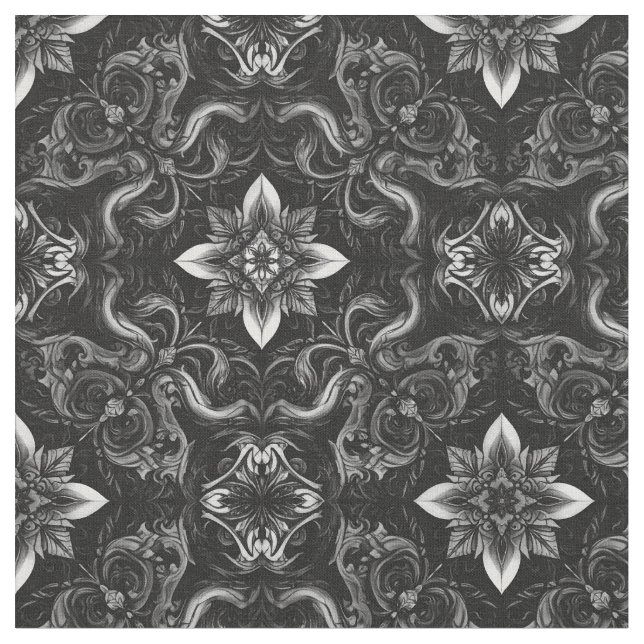 Tissu noir et blanc baroque (Fermer)