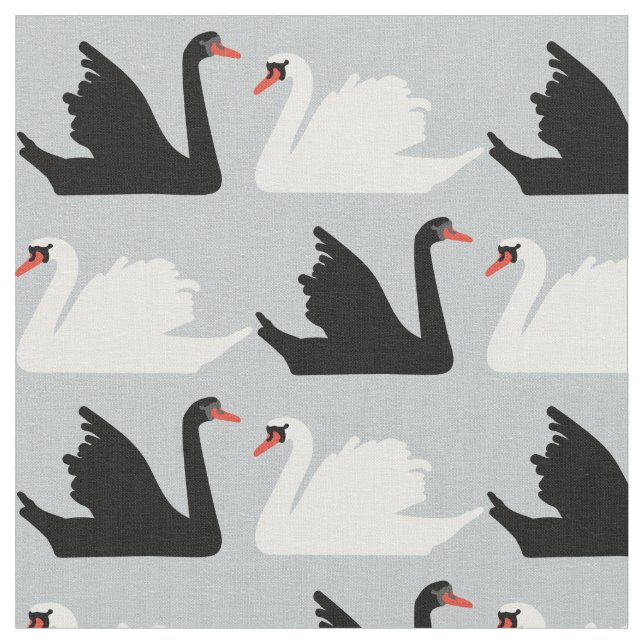 Tissu noir et blanc de cygne de lac swan (Fermer)