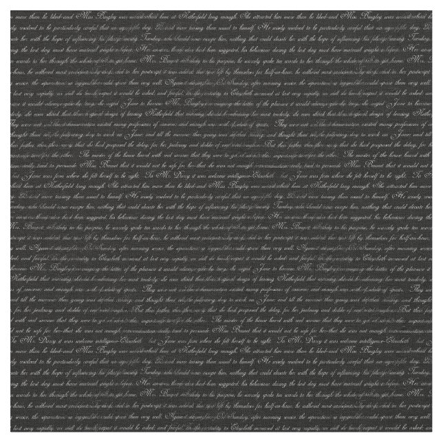 Tissu noir et blanc des textes de Jane Austen (Fermer)