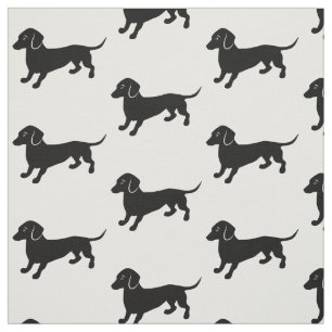 Tissu Noir et blanc simple de teckels noirs