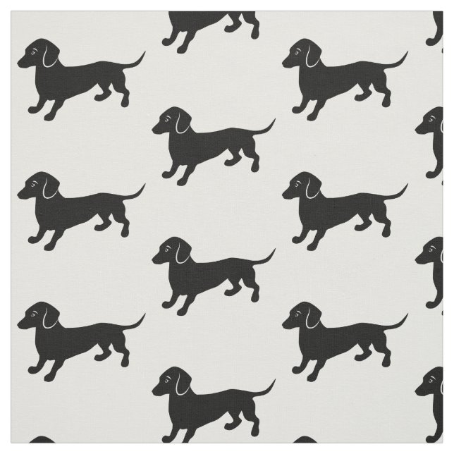 Tissu Noir et blanc simple de teckels noirs (Échantillon)