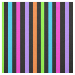 Tissu Noir et multicolore rayés