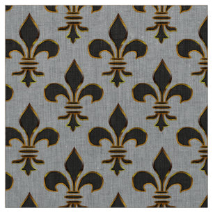 Tissu Noir et or Fleur-De-lis