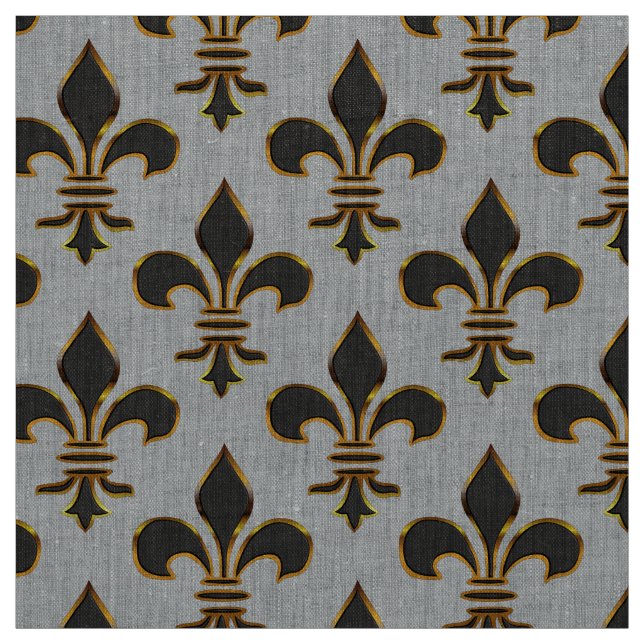 Tissu Noir et or Fleur-De-lis (Échantillon)