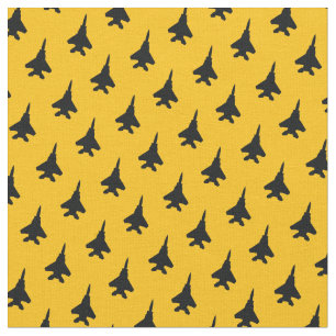 Tissu Noir F-15 sur Motif Jaune 1 pouce