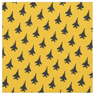 Tissu Noir F-15 sur Motif Jaune 1 pouce