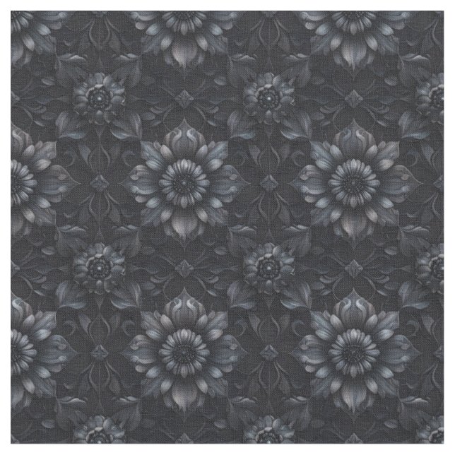 Tissu Noir gothique 3D en coton à cône floral (Fermer)