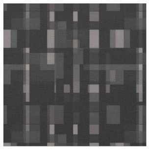 Tissu Noir / Gris Carrés Abstraits & Rectangles