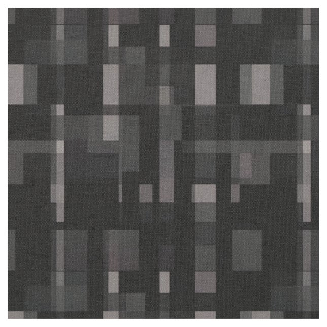Tissu Noir / Gris Carrés Abstraits & Rectangles (Fermer)