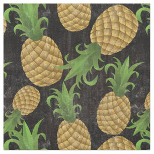 Tissu Noir hawaïen tropical de cru de fruit d'ananas