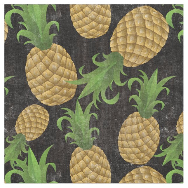 Tissu Noir hawaïen tropical de cru de fruit d'ananas (Fermer)