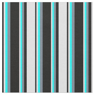 Tissu Noir, Lavande, Cyan et Gris Ardoise Motif