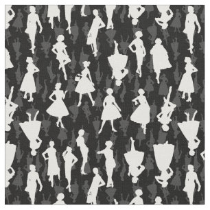 Tissu noir milieu siècle 1950 vintage silhouette femmes