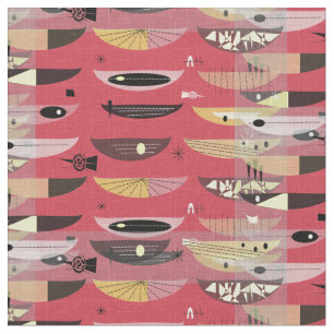 Tissu Noir rouge d'espace de la moitié du siècle