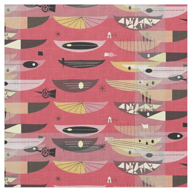 Tissu Noir rouge d'espace de la moitié du siècle (Fermer)