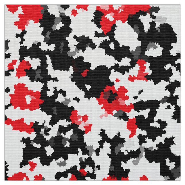 Tissu Noir Rouge Et Blanc Irrégulier Abstrait (Échantillon)