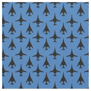 Tissu Noir sur Bleu B-1 Spirit Bomber Motif Fabric