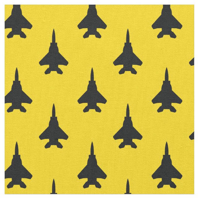 Tissu Noir sur Jellow Strike Motif d'avion de combat d'a (Fermer)