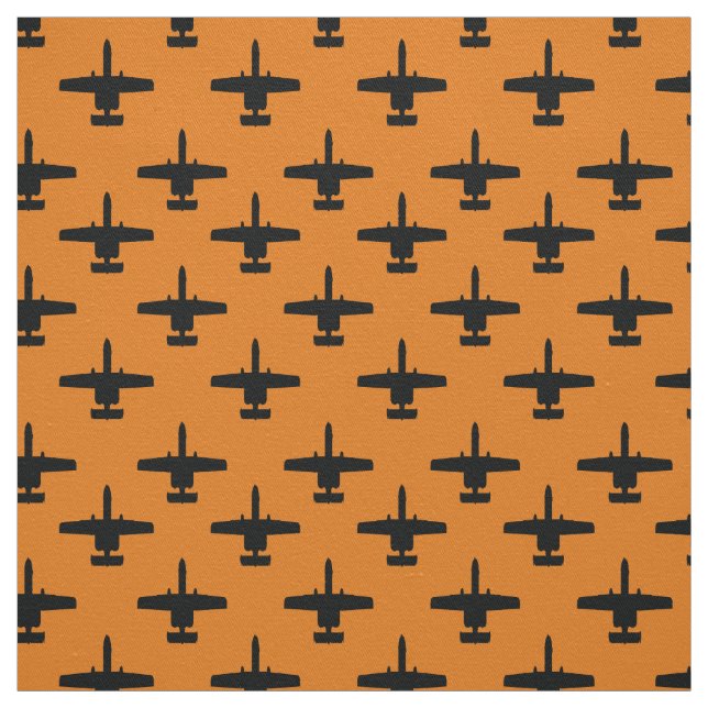 Tissu Noir sur Orange A-10 Warthog Attack Jet Motif (Échantillon)