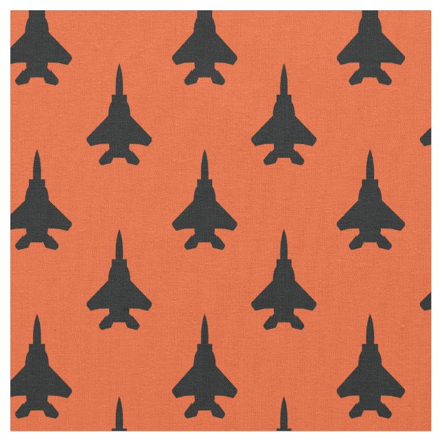 Tissu Noir sur Orange Strike Eagle Fighter Jet Motif (Fermer)