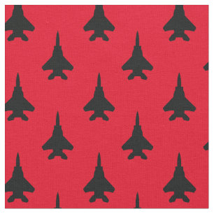 Tissu Noir sur Red Strike Motif d'avion de chasse Eagle