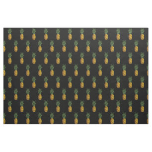 Tissu Noir tropical de motif d'ananas