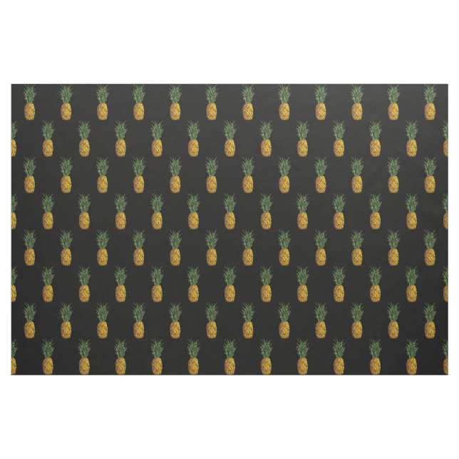 Tissu Noir tropical de motif d'ananas (Yard)