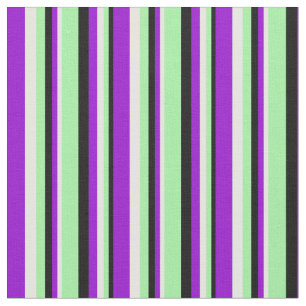 Tissu Noir, vert, crème à la menthe et Motif violet fonc