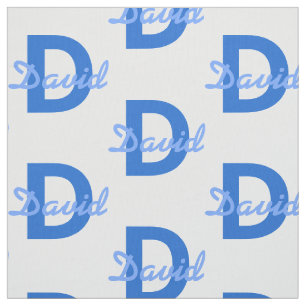 Tissu Nom bleu et monogramme