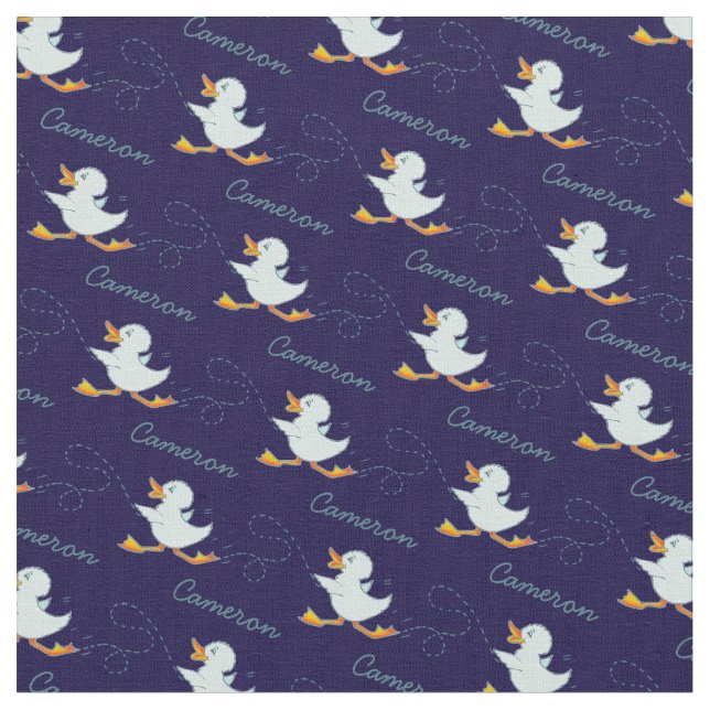 Tissu Nom du canard courant graphique motif bleu art (Fermer)