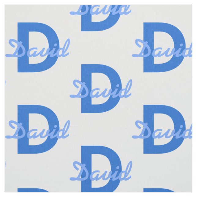 Tissu Nom et monogramme bleus (Échantillon)