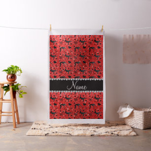 Tissu Nom neon rouge parties scintillant lutte coeurs ar