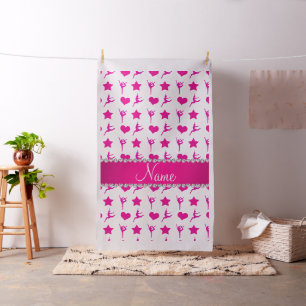 Tissu Nom personnalisé blanc rose gymnastique étoiles co