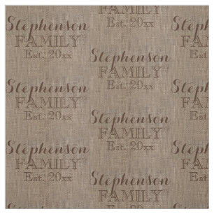 Tissu Nom personnalisé Burlap Rustique Print