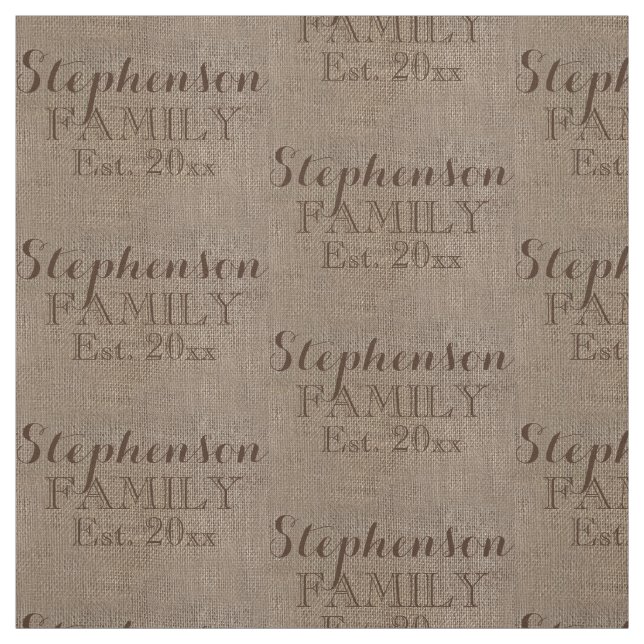 Tissu Nom personnalisé Burlap Rustique Print (Échantillon)