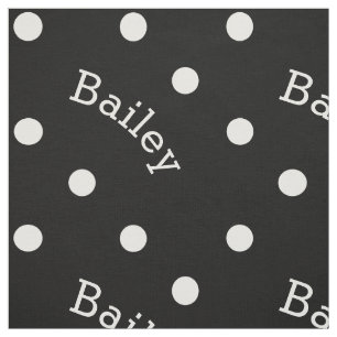 Tissu Nom personnalisé Cuisine Point Polka noir et blan