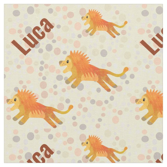 Tissu Nom personnalisé Lion de dessin animé mignon impri (Fermer)