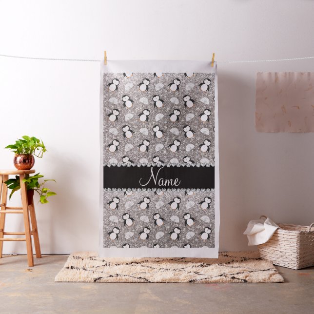 Tissu Nom personnalisé parties scintillant argent pingou (In Situ)