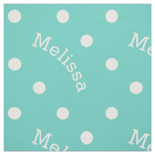 Tissu Nom personnalisé Turquoise Turquoise Blue Polka Do