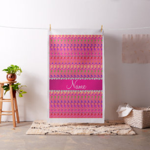 Tissu Nom rose arc-en-ciel gymnastique coeurs étoiles