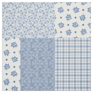 Tissu nostalgique de patchwork de Faux de bleu